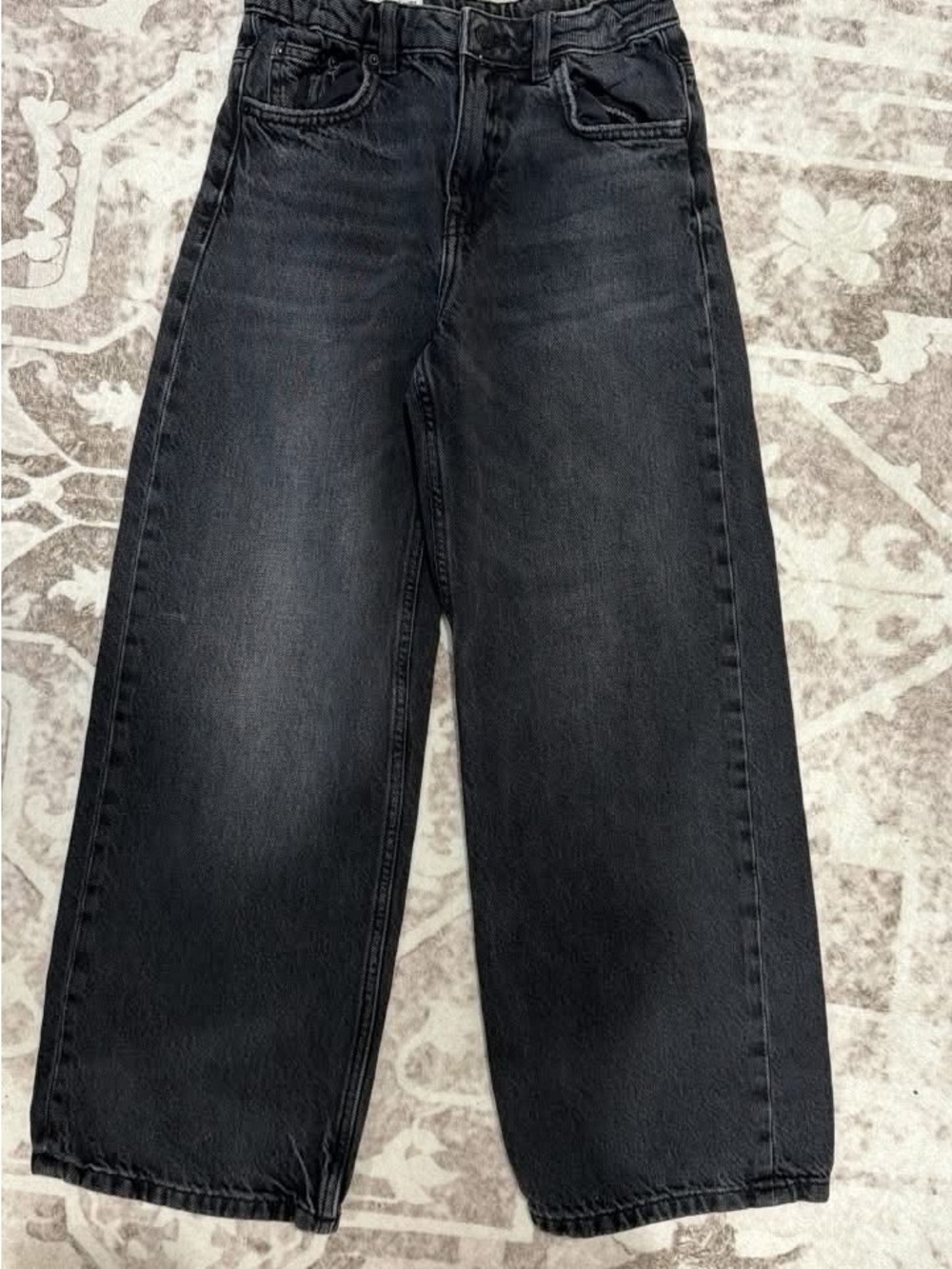 Zara Kids Washed Black Relaxed Wide-Leg Jeans